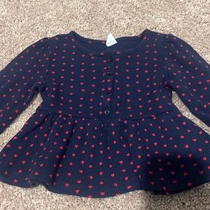 Waffle Knit heart peplum top